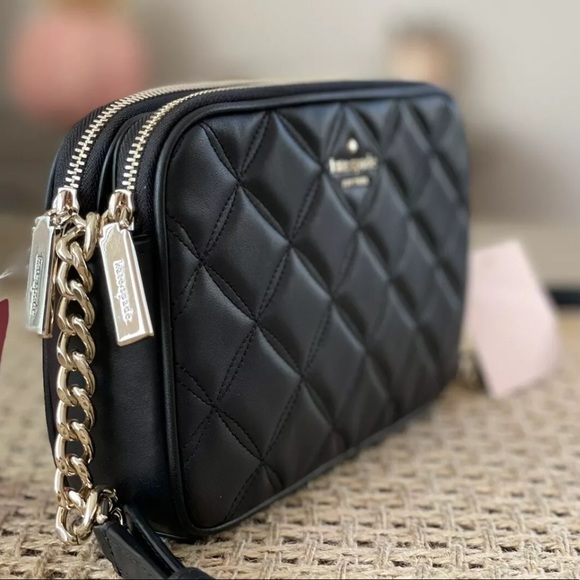 Kate Spade New York Natalia Quilted Smooth Leather Double zip Crossbody - Picture 3 of 8